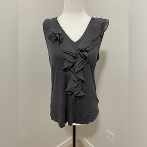 H&M Grey Ruffle Front Sleeveless Top - Size Large
